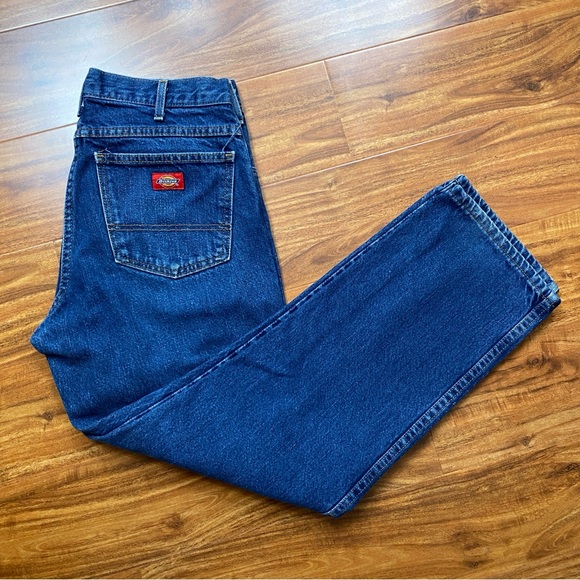 Dickies Womens Medium Blue High Waist Relaxed Ankle Straight Jeans Size 30 Retro - Picture 1 of 16